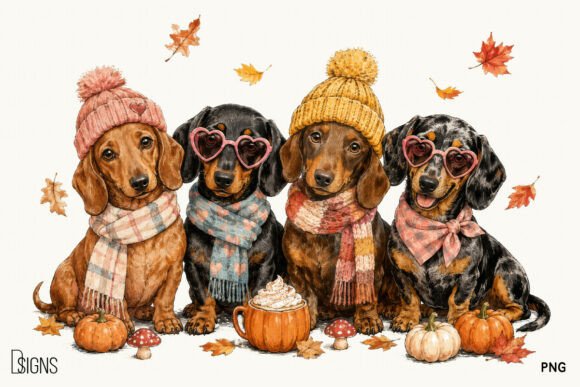 Download Fall Autumn Cute Dachshund Dog Lover PNG - Fall Collection