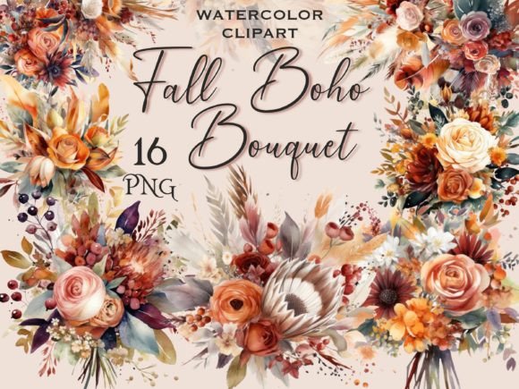 Download Fall Boho Bouquet, Flower Clipart - Fall Collection