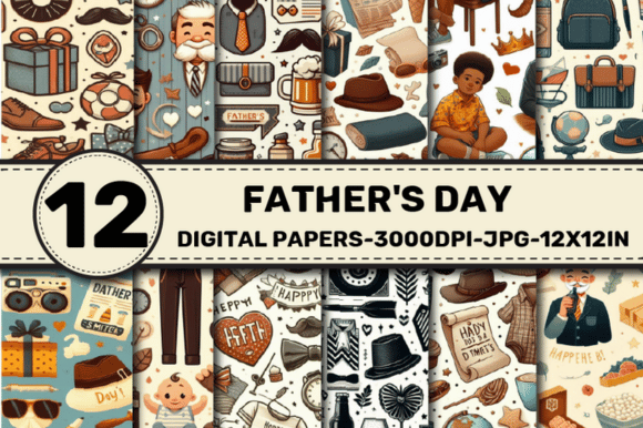 Download Father's Day Pattern Digital Papers - Digital Collection