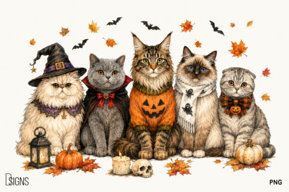 Download Cozy Halloween Fall Cute Cat Lover PNG - Fall Collection