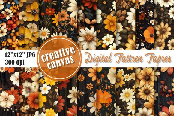 Download Warm Fall Flower Patterns - Fall Collection