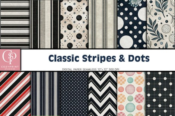 Download Classic Stripes &amp; Dots Digital Paper - Digital Collection