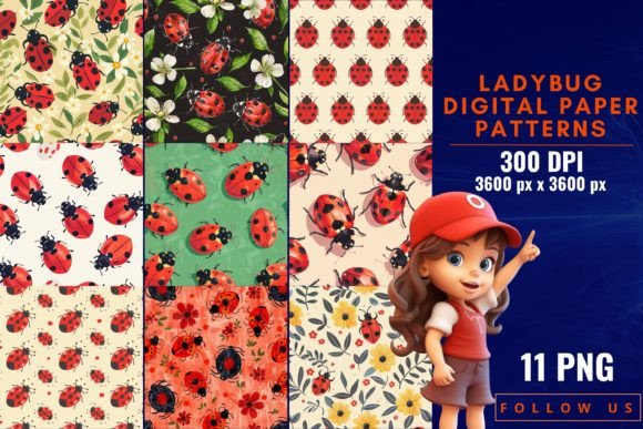 Download Ladybug Digital Paper Patterns - Digital Collection