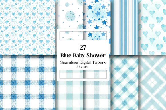 Download Blue Baby Shower Digital Paper Bundle - Digital Collection