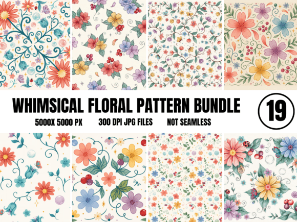 Download Whimsical Floral Digital Paper Bundle | - Digital Collection