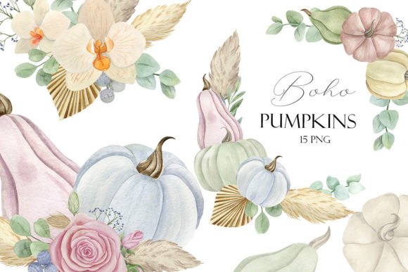 Download Pumpkin Clipart, Fall Boho Illustration - Fall Collection