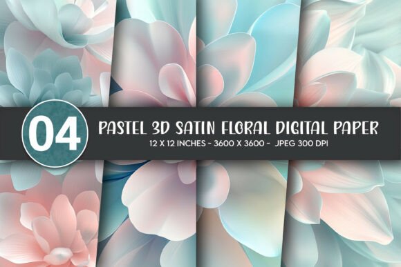 Download Pastel 3D Satin Floral Digital Paper - Digital Collection
