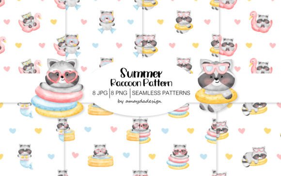 Download Cute Raccoon Patterns and Digital Paper - Digital Collection