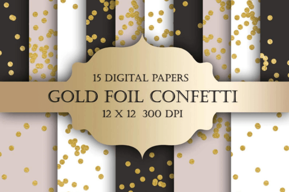 Download Gold Foil Dot Confetti Digital Paper - Digital Collection