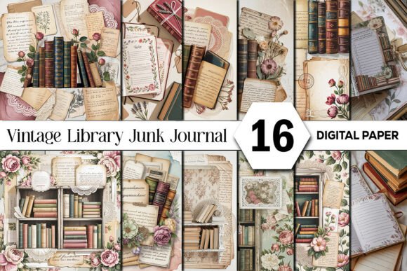 Download Vintage Library Junk Journal Background - Premium Resources