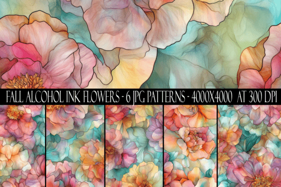 Download Fall Alcohol Ink Flower Patterns - Fall Collection