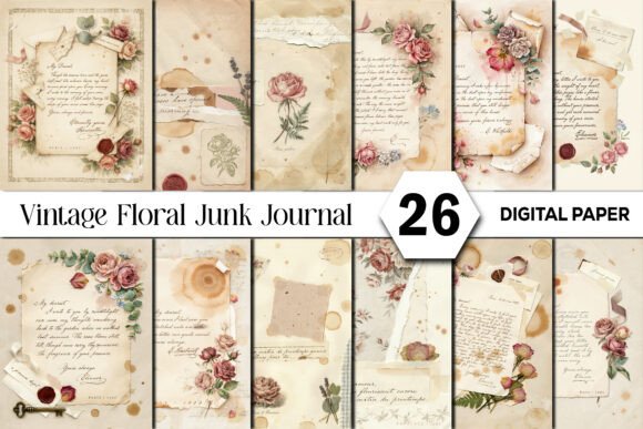 Download Vintage Floral Junk Journal Background. - Premium Resources
