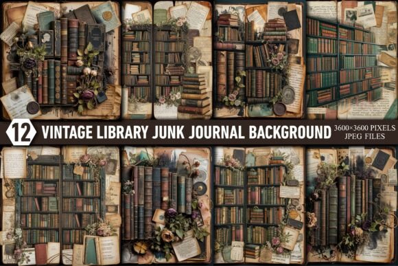 Download Vintage Library Junk Journal Background - Premium Resources