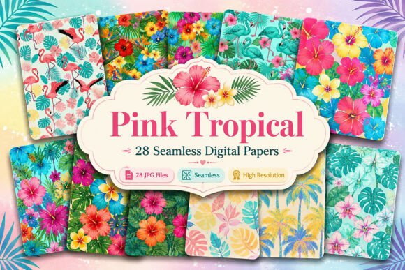 Download Pink Tropical Summer Digital Pattern - Digital Collection