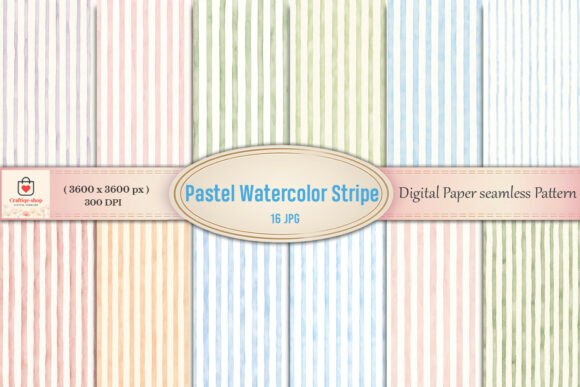 Download Pastel Watercolor Stripe Digital Paper P - Digital Collection