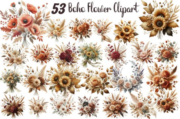 Download Fall Boho Bouquet, Flower Clipart - Fall Collection