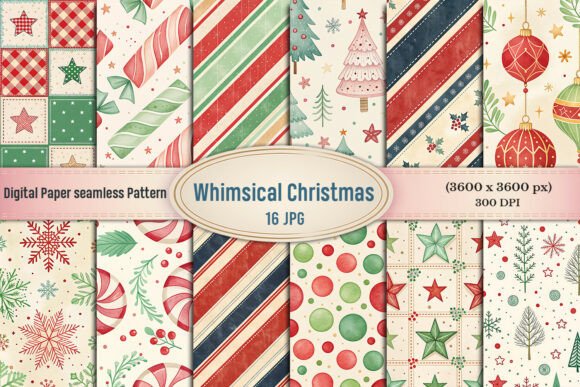 Download Whimsical Christmas Digital Paper Bundle - Digital Collection