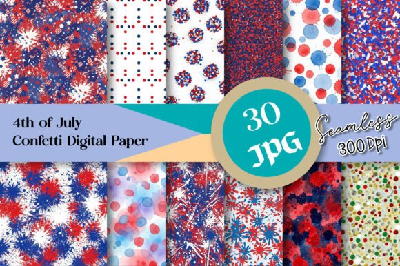 Download 4th of July Confetti Digital Paper - Digital Collection