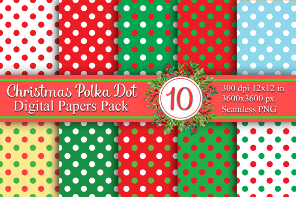 Download Christmas Digital Paper Xmas Polka Dot - Digital Collection