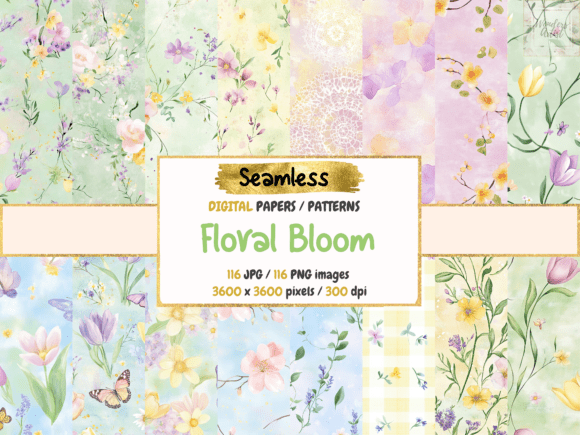 Download Floral Bloom Seamless Digital Papers - Digital Collection