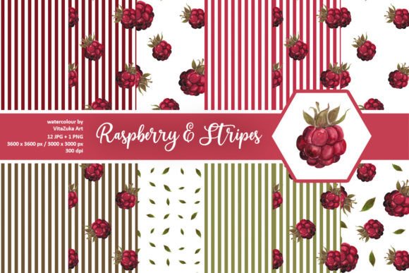 Download Raspberry and Stripes Digital Paper Set - Digital Collection