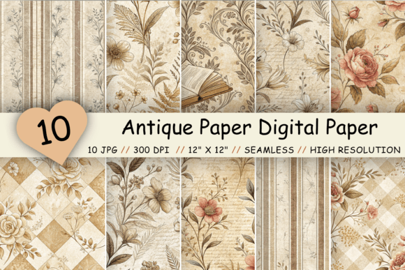 Download Antique Paper Digital Paper Pack - Digital Collection