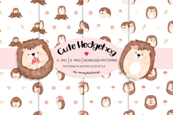 Download Hedgehog Seamless Patterns Digital Paper - Digital Collection