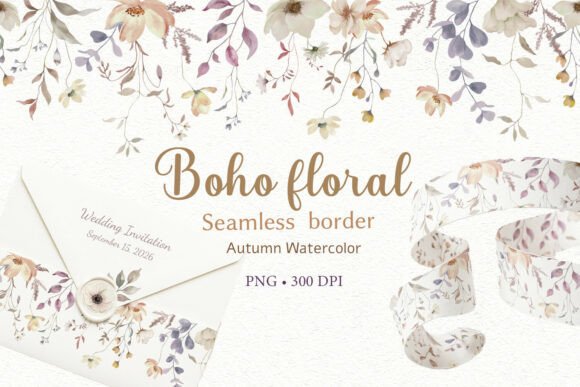 Download Boho Fall Flower Seamless Border - Fall Collection