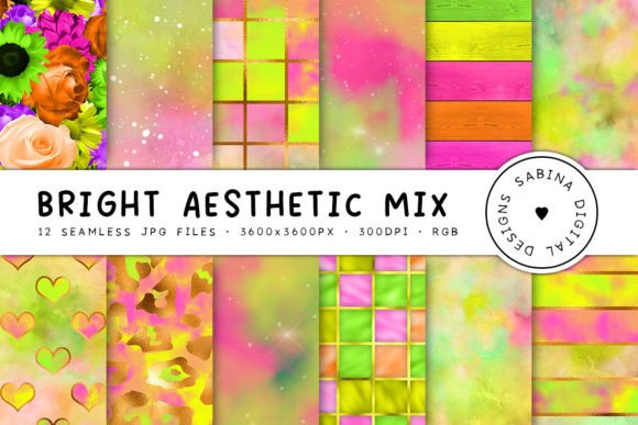 Download Bright Aesthetic Mix Digital Paper - Digital Collection