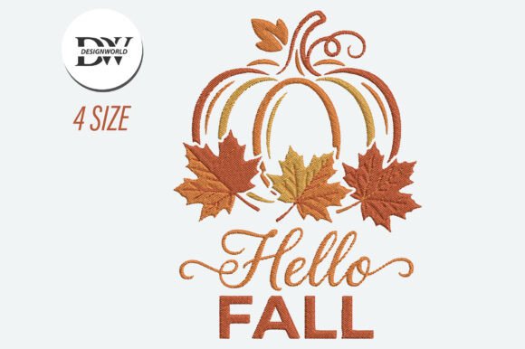 Download Hello Fall Pumpkin Embroidery Design - Fall Collection