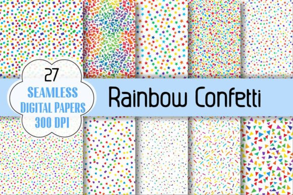 Download Rainbow Confetti Digital Paper - Digital Collection