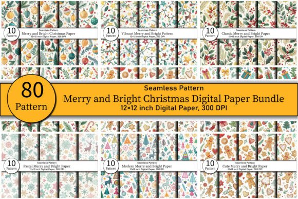 Download Merry and Bright Christmas Digital Paper - Digital Collection