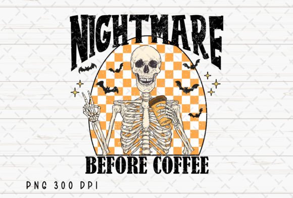 Download Skeleton Retro Halloween Coffee Fall PNG - Fall Collection