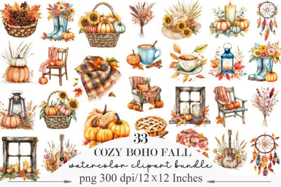 Download Cozy Boho Fall Clipart - Fall Collection