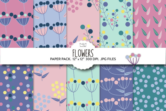 Download Minimal Flowers Digital Paper, Flowers - Digital Collection