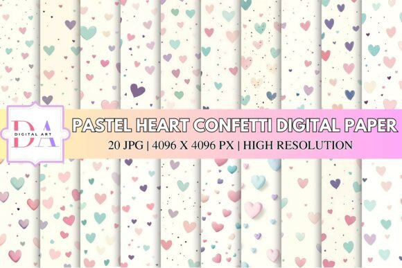 Download Pastel Heart Confetti Digital Paper - Digital Collection