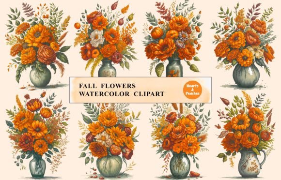 Download Fall Flowers, Watercolor Clipart Bundle - Fall flowers Collection