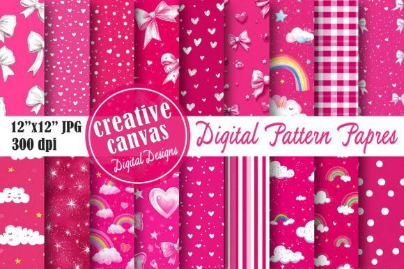 Download Hot Pink Coquette Digital Paper Bundle - Digital Collection