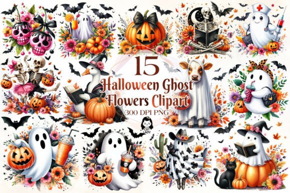 Download Halloween Fall Flowers Ghost Bundle - Fall flowers Collection