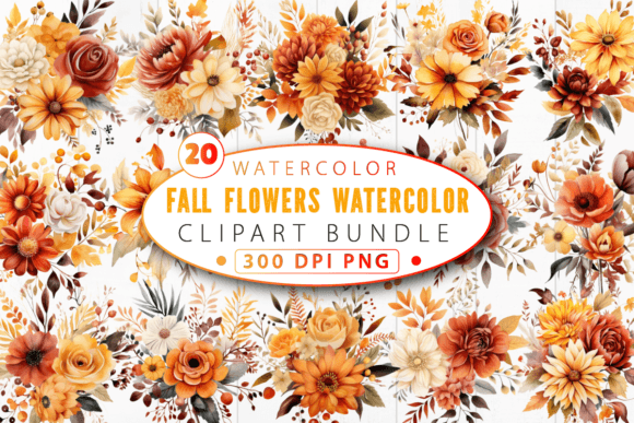 Download Fall Flowers Watercolor Clipart Bundle - Fall flowers Collection