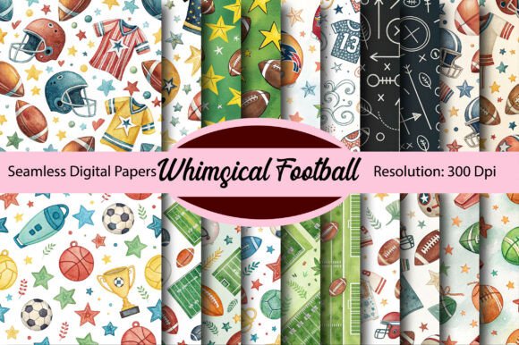 Download Whimsical Football Digital Paper - Digital Collection