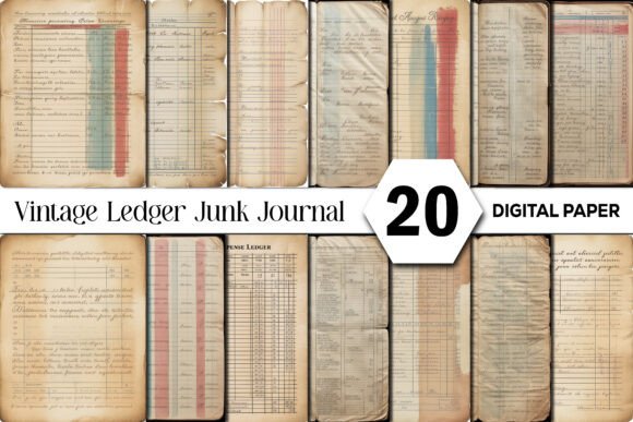 Download Vintage Ledger Junk Journal Background - Premium Resources