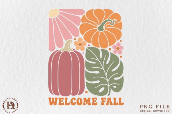 Download Welcome Fall Boho Pumpkin Retro PNG - Fall Collection