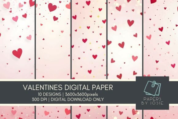 Download Confetti Hearts Valentines Digital Paper - Digital Collection