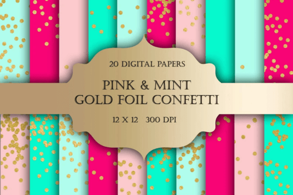Download Pink Gold Foil Confetti Digital Paper - Digital Collection
