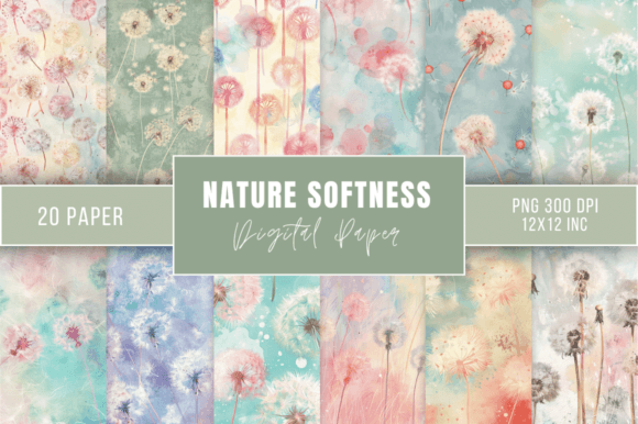 Download Pastel Dandelions Digital Papers Bundle - Digital Collection